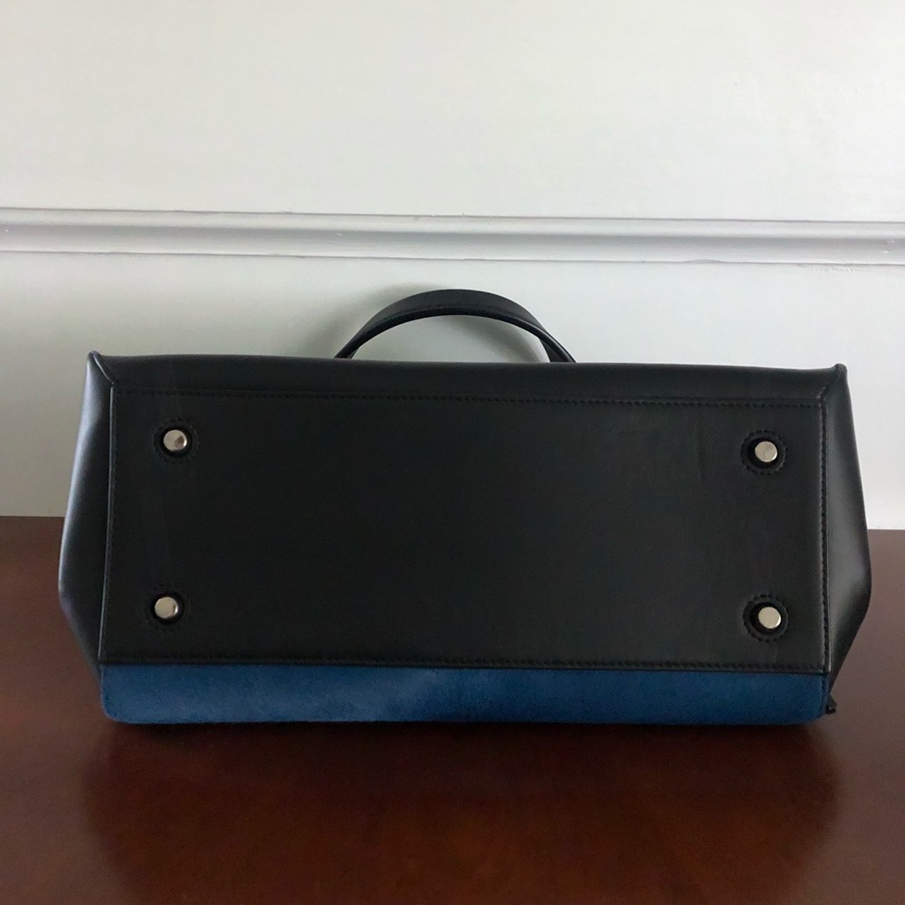 CELINE RARE NWT Medium Edge Satchel Blue Ponyhair & Black Leather - Picture 9 of 13
